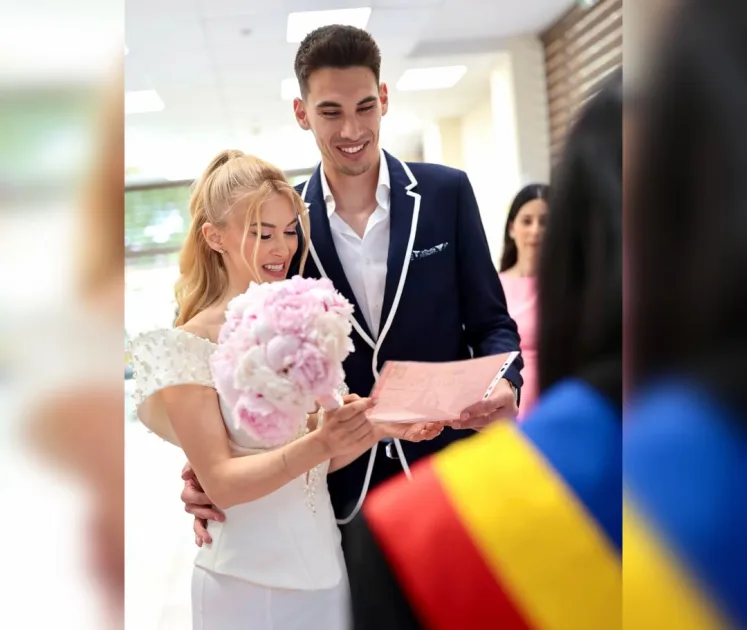 Mesajul brodat pe rochia de mireasă a Andreei Bălan: inițiale, data nunții și un detaliu discret